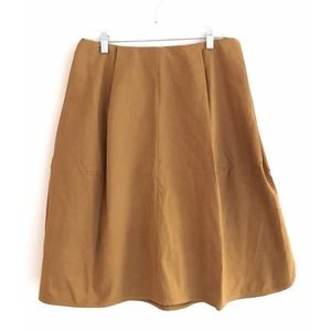 M. Martin | Cotton Canvas Skirt Womens Size S Brown Pleated Full Skater